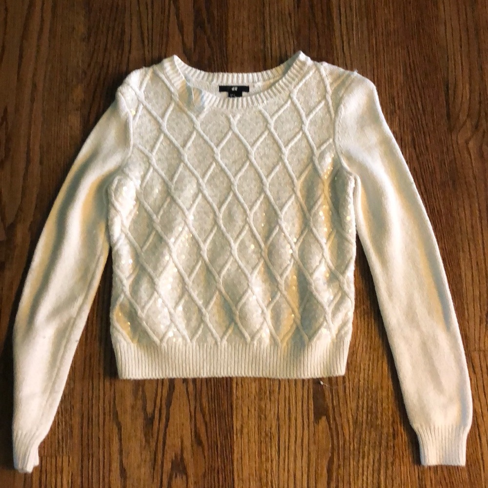 White H&M Sparkle Sweater